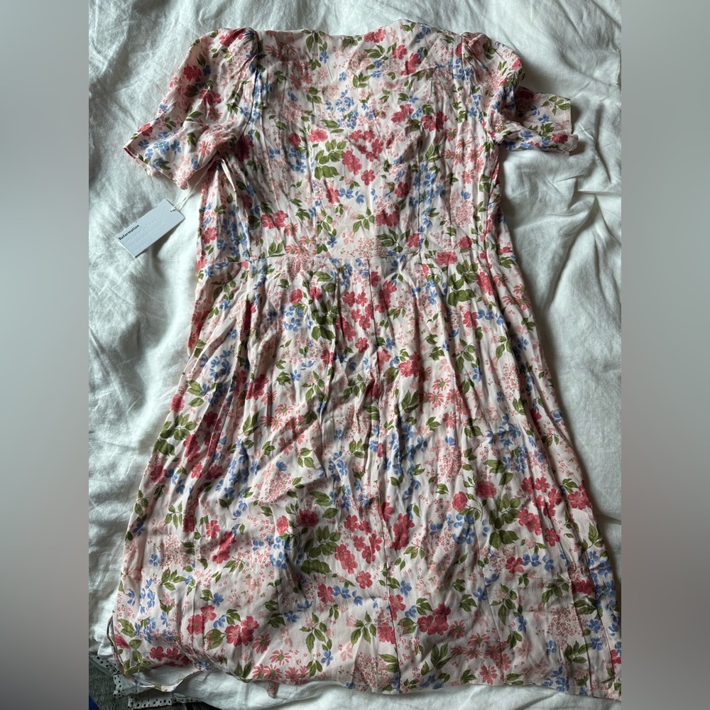 Reformation Pink Floral Wrap Midi Dress - Picture 5 of 7